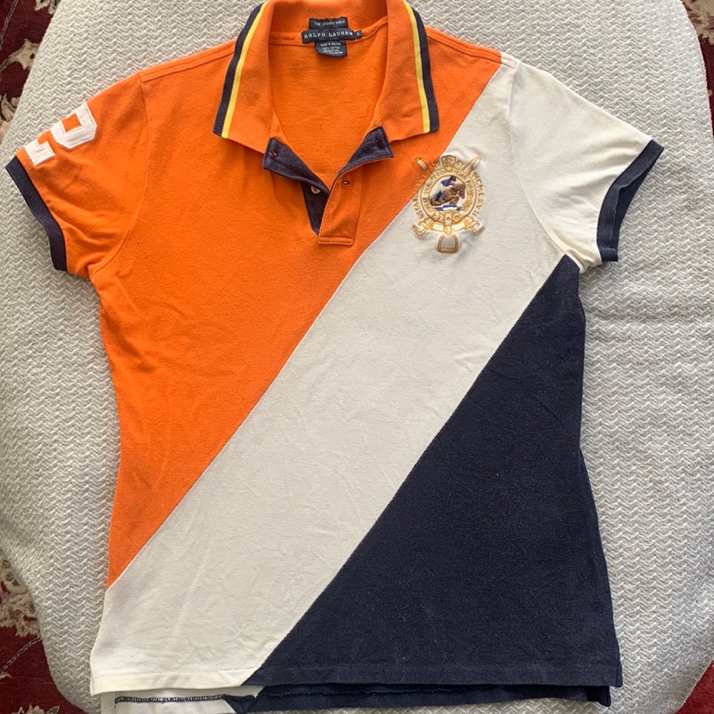 3 for $15 bundleRalph Lauren gently worn orange navy white shirt sleeve polo top